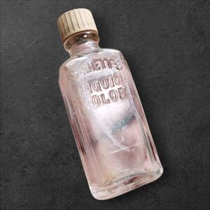 Burnetts Liquid Color Embossed Miniature Glass Bottle Vintage Apothecary Dye